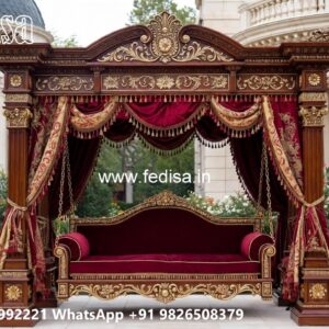 Elegant Wooden Swing Design with Brass Chain Decor No-457