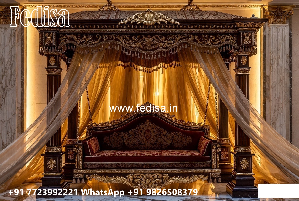 Solid Wood Swing Design with Artistic Hand Carving No-461