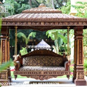 Wooden Swing Design with Floral Carving Patterns No-476