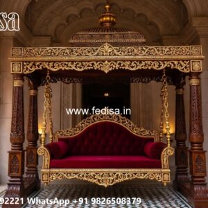Premium Indoor Wooden Swing Design with Cushion Comfort No-477
