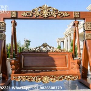 Elegant Wooden Swing Design for Family Relaxation Space No-496