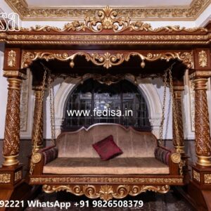 Wooden Swing Design with Artistic Floral Engraving No-508