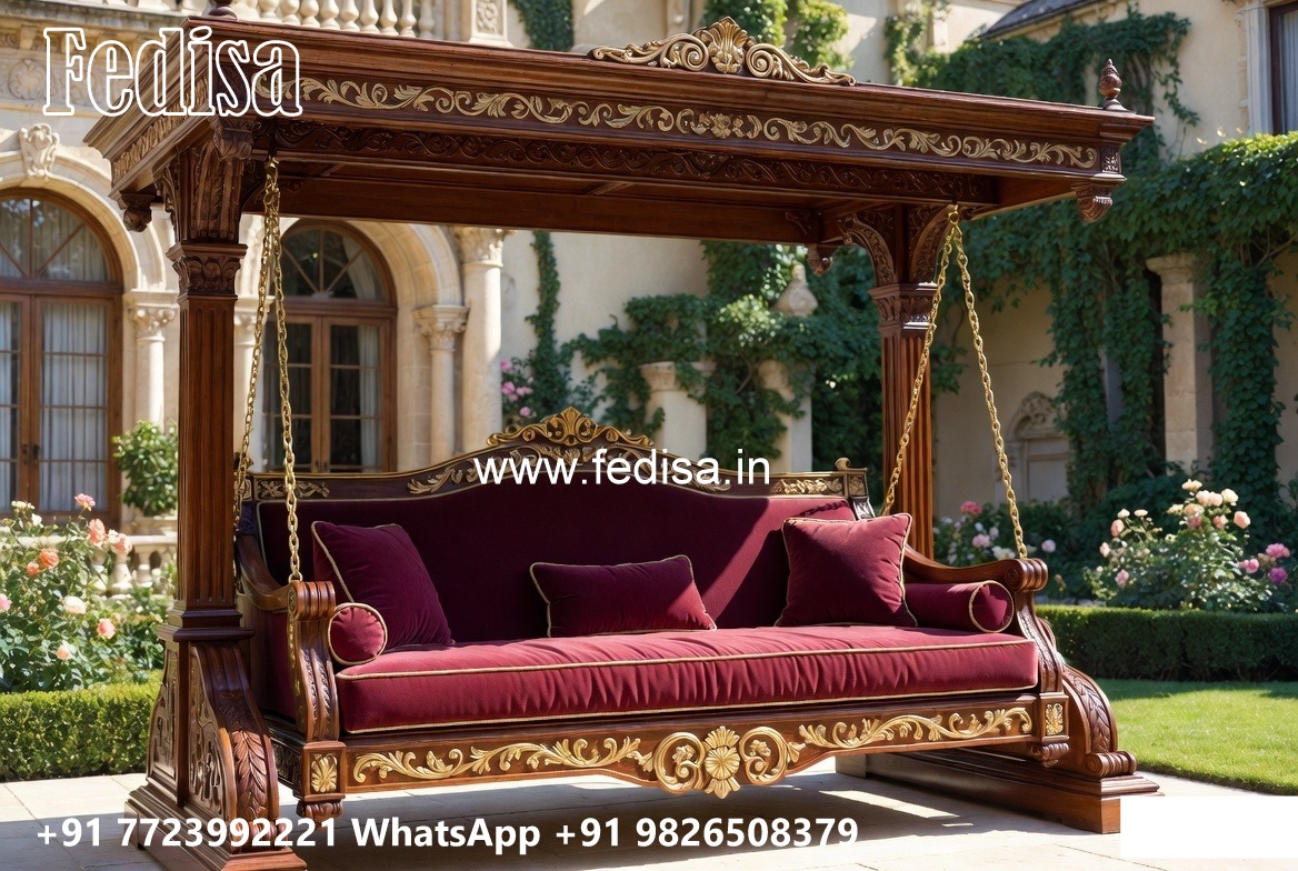 Artistic Wood Carving Swing Design with Floral Patterns No-805
