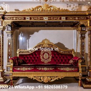 Wooden Jhula Wood Carving Swing Design for Indian Interiors No. 807