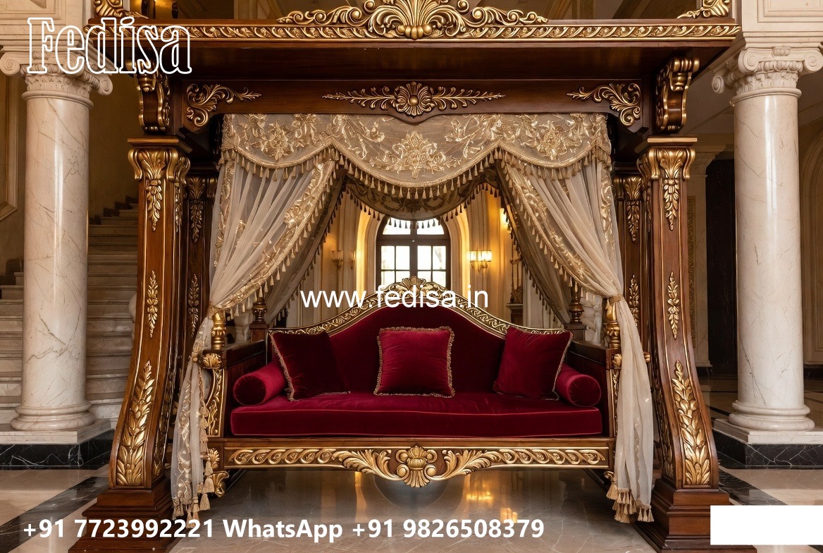 Elegant Wood Carving Swing Design with Handcrafted Details No-810