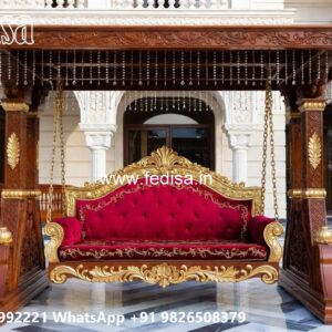 Premium Wood Carving Swing Design with Elegant Curves No-833