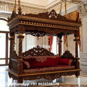 Handcrafted Wood Carving Swing Design for Grand Interiors No-834