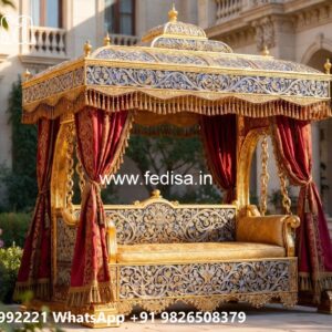Wood Carving Swing Design with Artistic Floral Motifs No-836