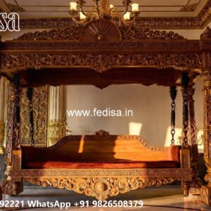 Artistic Wooden Swing Design with Detailed Carving Style No-842