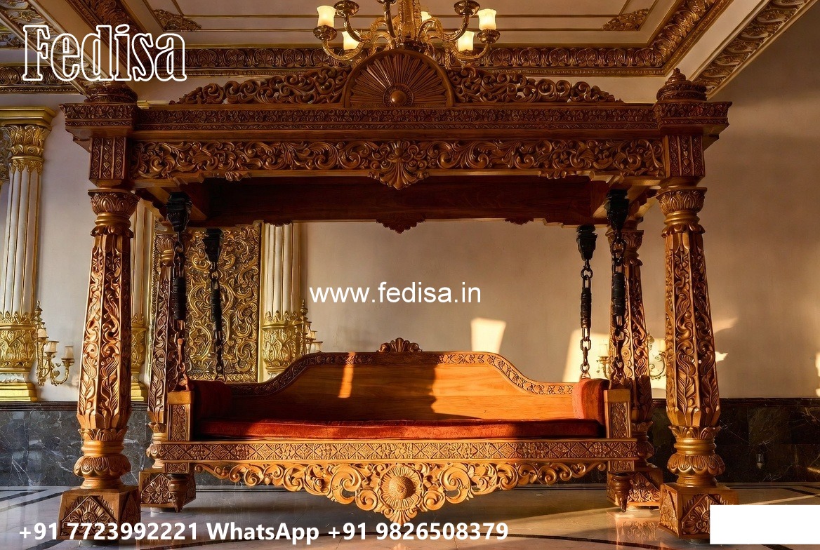Artistic Wooden Swing Design with Detailed Carving Style No-842