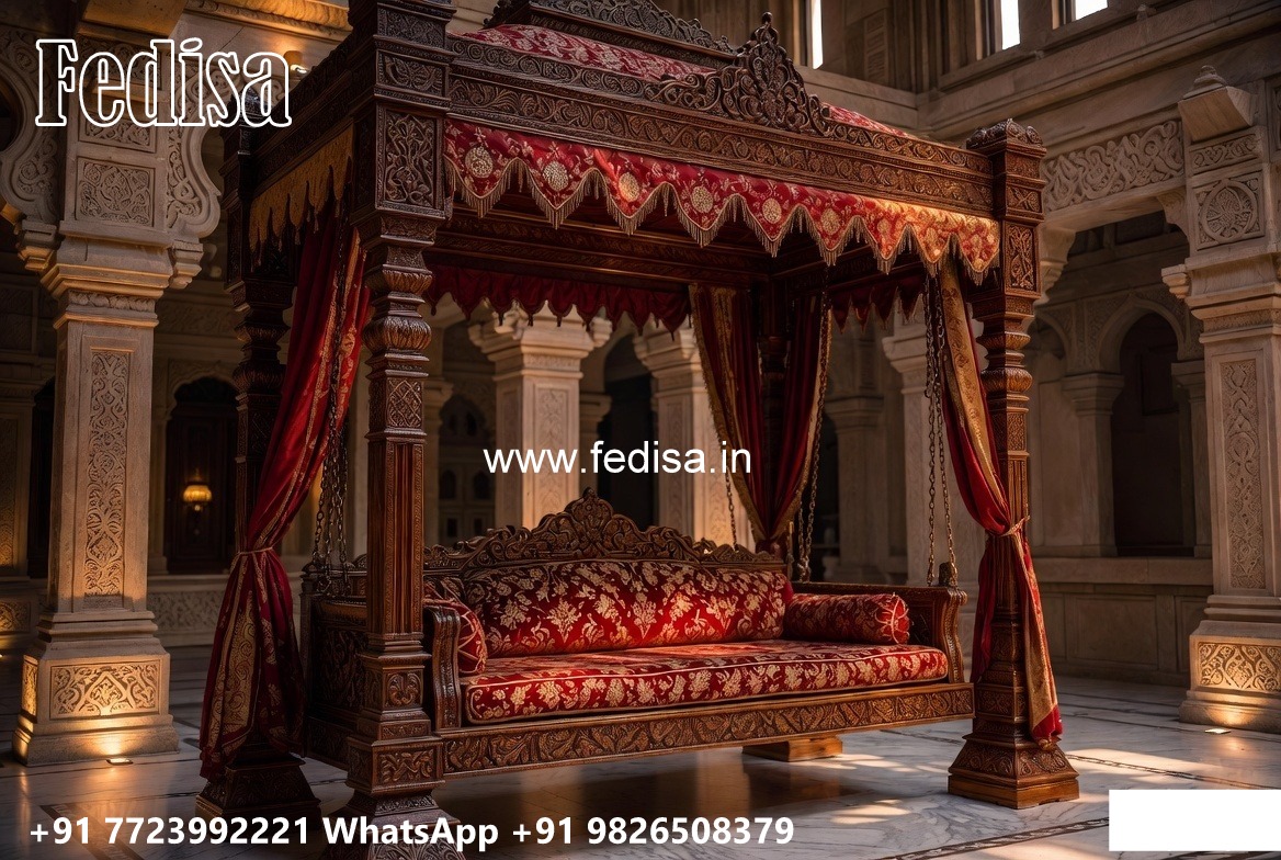 Luxury Wood Carving Swing Design with Elegant Backrest No-857