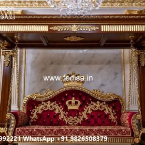 Wood Carving Swing Design with Floral Wooden Artwork No-868