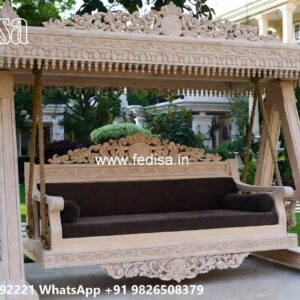 Artistic Wood Carving Swing Design for Sophisticated Decor No-870