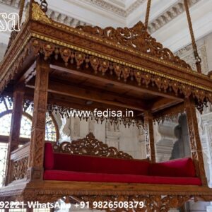 Handcrafted Wood Carving Swing Design with Rich Texture No-876