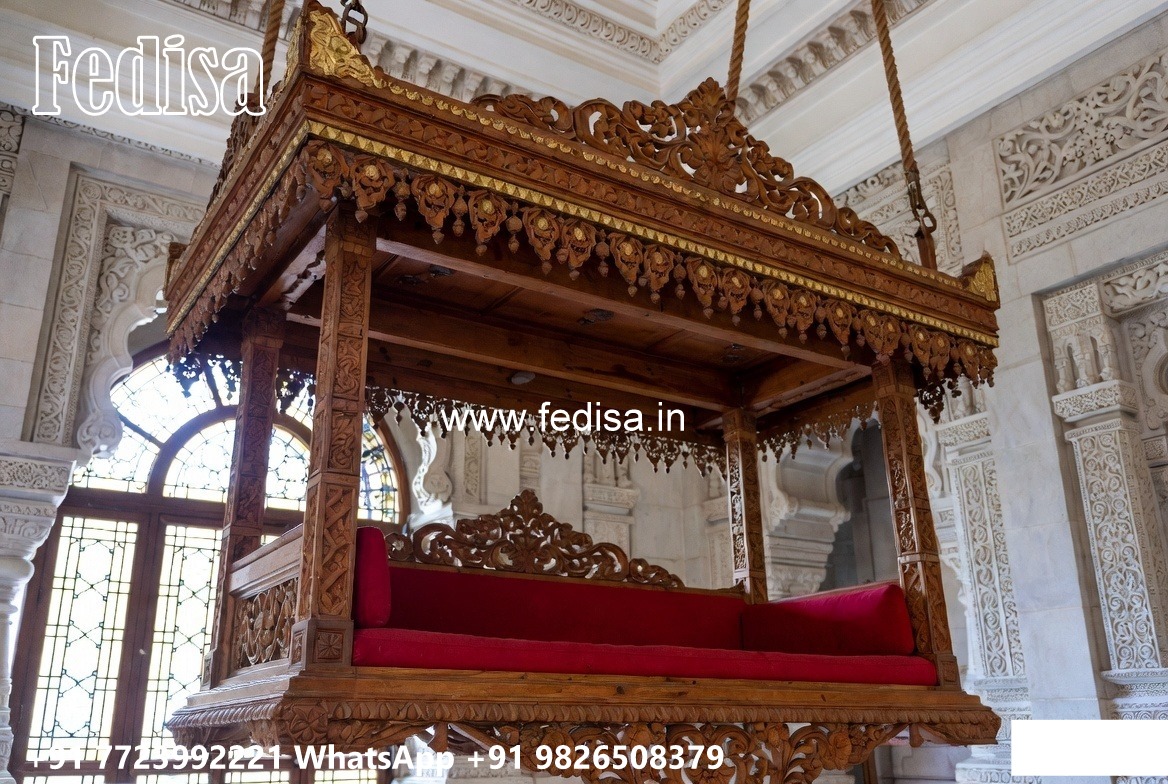 Handcrafted Wood Carving Swing Design with Rich Texture No-876