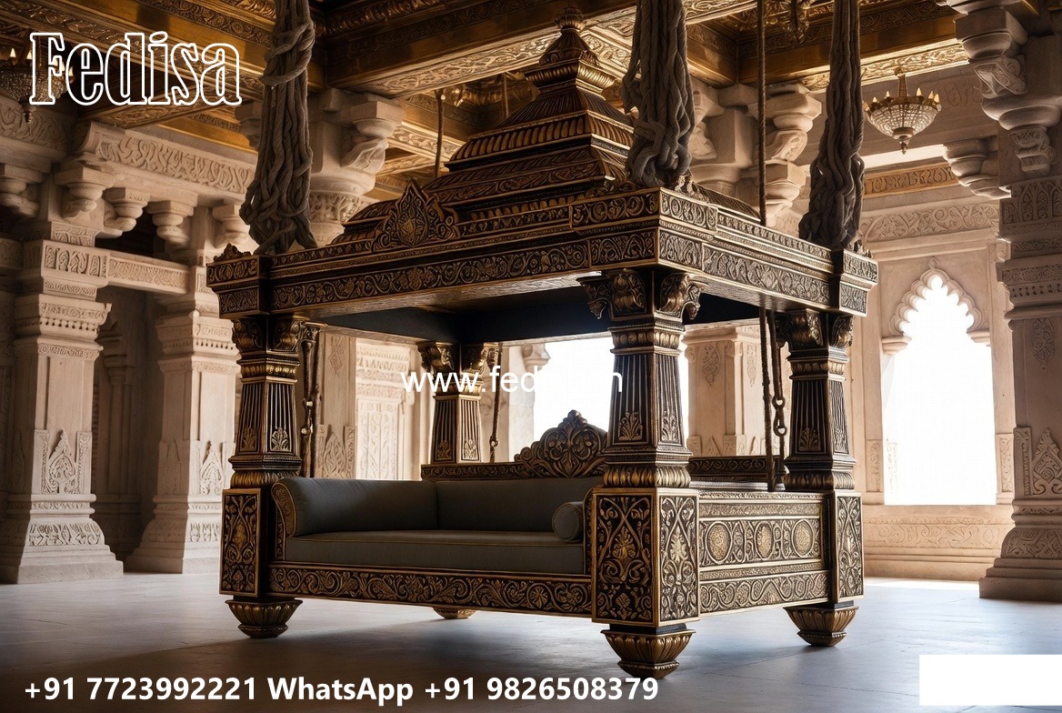 Wood Carving Swing Design with Decorative Hanging Chains No-889