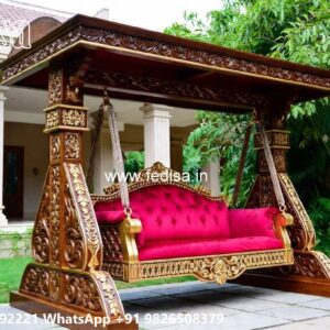 Solid Wood Swing Design with Artistic Hand Carving No-911