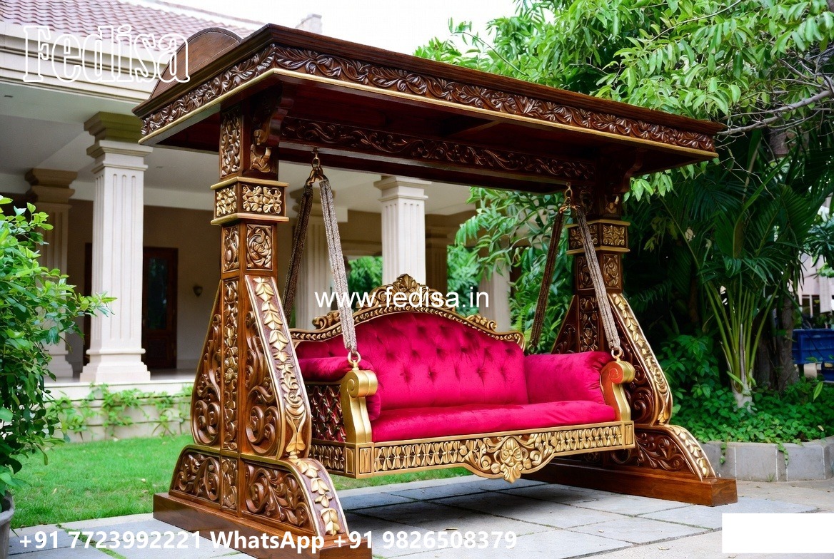 Solid Wood Swing Design with Artistic Hand Carving No-911
