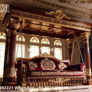 Premium Indoor Wooden Swing Design with Cushion Comfort No-927