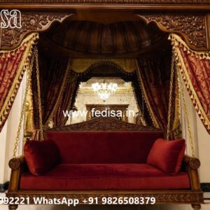 Indoor Luxury Wooden Swing Design with Soft Cushions No-943