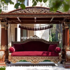 Elegant Wooden Swing Design for Family Relaxation Space No-946