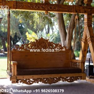 Wooden Swing Design with Decorative Cushion Arrangement No-976