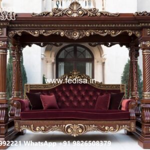 Elegant Wood Carving Swing Design with Handcrafted Details No-1260