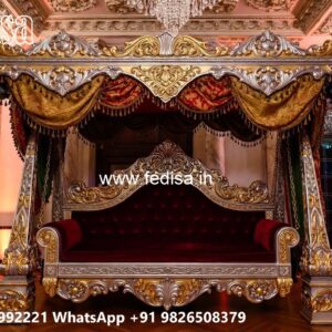 Wood Carving Swing Design with Comfortable Cushion Seating No-1274