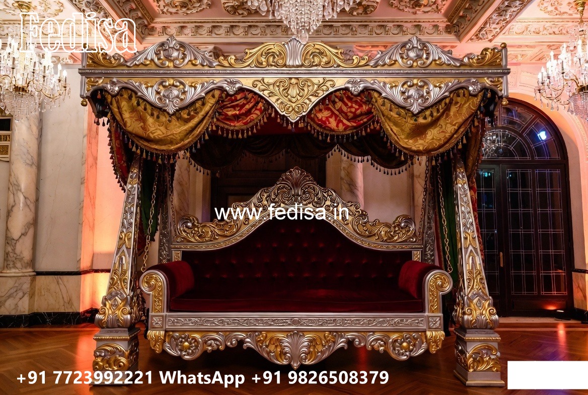 Wood Carving Swing Design with Comfortable Cushion Seating No-1274