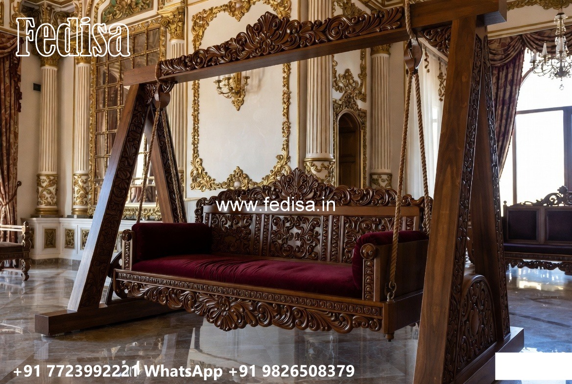 Wood Carving Swing Design with Floral Wooden Artwork No-1318