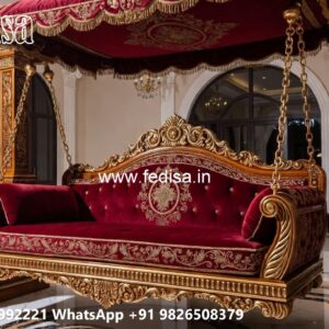 Elegant Wood Carving Swing Design with Decorative Cushions No-1323