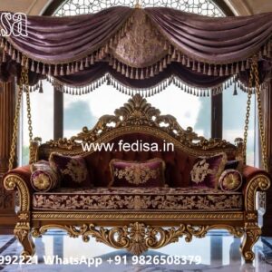 Handcrafted Wood Carving Swing Design with Rich Texture No-1326