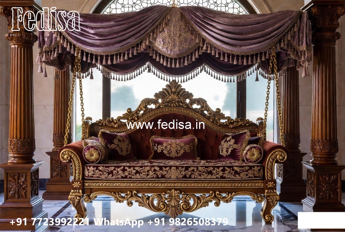 Handcrafted Wood Carving Swing Design with Rich Texture No-1326