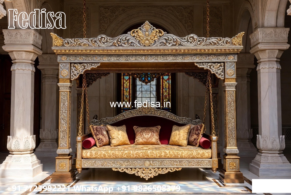 Elegant Wood Carving Swing Design with Vintage Wooden Appeal No-1349