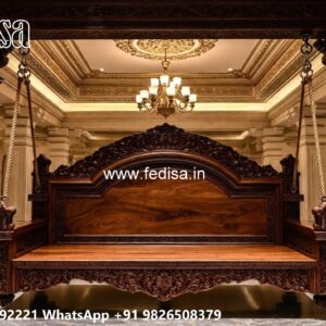 Solid Wood Swing Design with Artistic Hand Carving No-1361