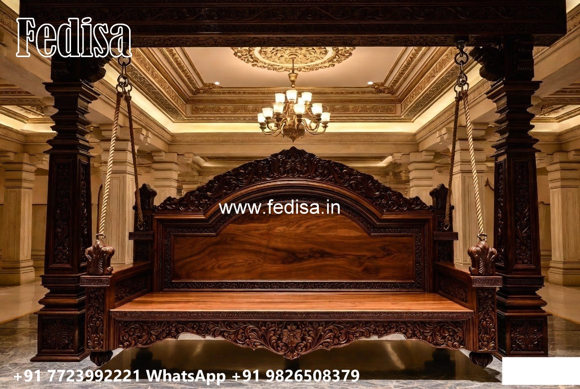 Solid Wood Swing Design with Artistic Hand Carving No-1361
