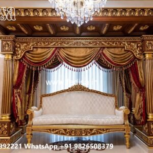 Wooden Swing Design with Floral Carving Patterns No-1376