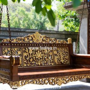 Elegant Wooden Swing Design for Family Relaxation Space No-1396