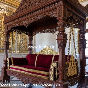 Wooden Jhula Wood Carving Swing Design for Indian Interiors No-1707