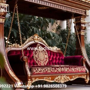 Artistic Wooden Swing Design with Detailed Carving Style No-1742
