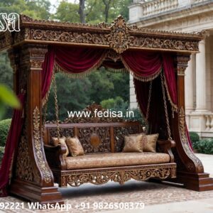 Wood Carving Swing Design with Rich Wooden Detailing No-1758