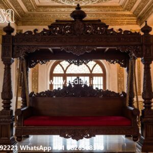 Handcrafted Wood Carving Swing Design for Elegant Hall Decor No-1761