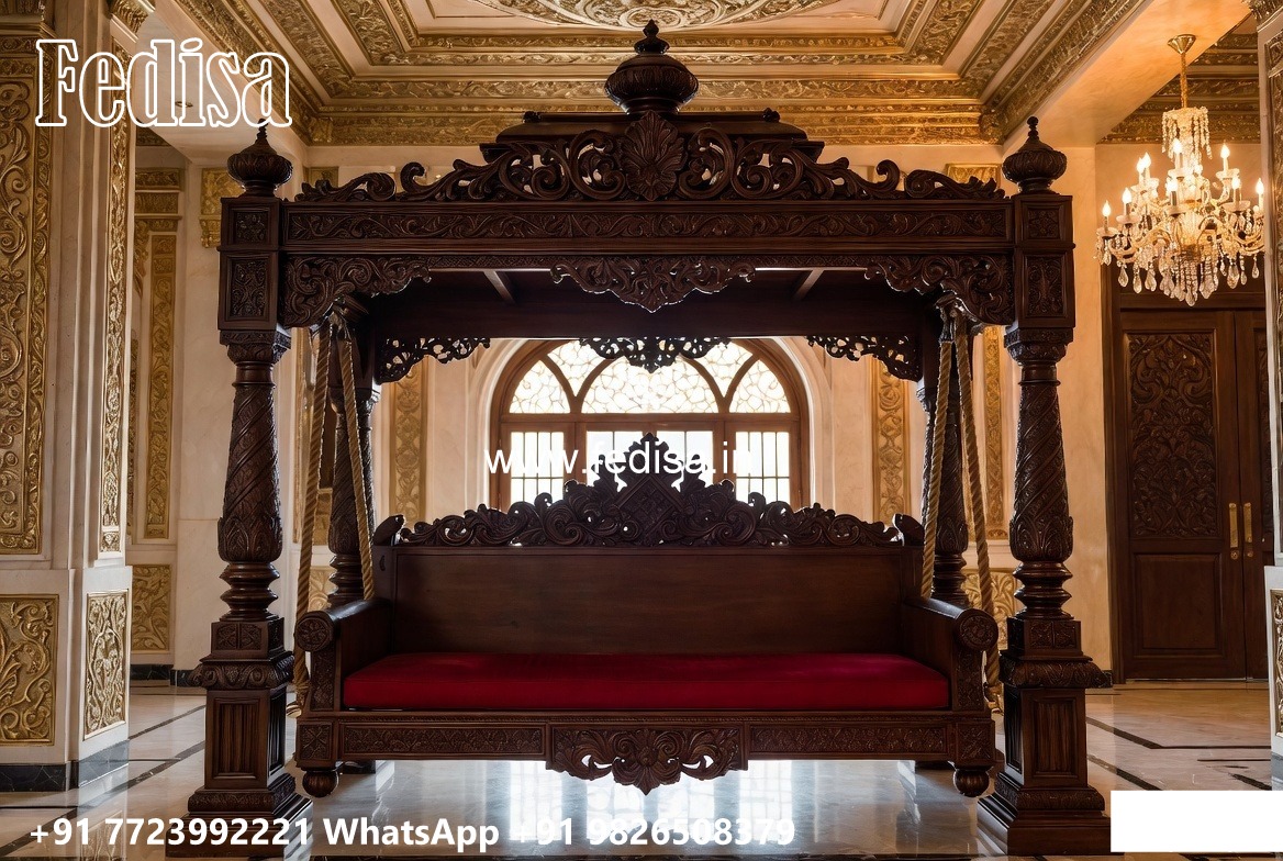 Handcrafted Wood Carving Swing Design for Elegant Hall Decor No-1761