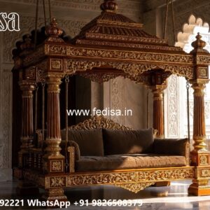 Handcrafted Wood Carving Swing Design with Rich Texture No-1776