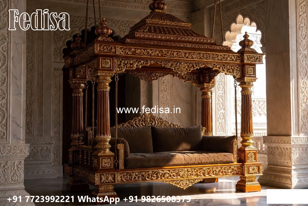 Handcrafted Wood Carving Swing Design with Rich Texture No-1776