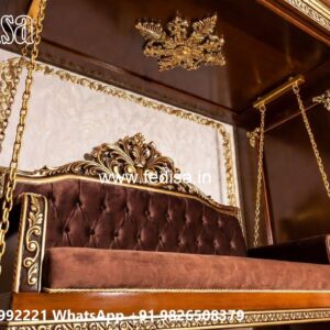 Wood Carving Swing Design with Decorative Hanging Chains No-1789