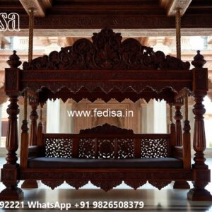 Artistic Wood Carving Swing Design with Wooden Heritage Style No-1792