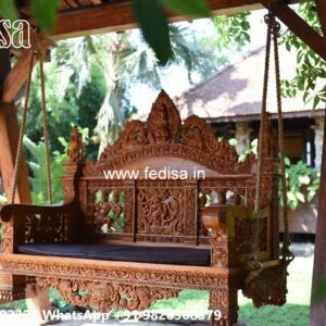 Elegant Wooden Swing Design with Brass Chain Decor No-1807