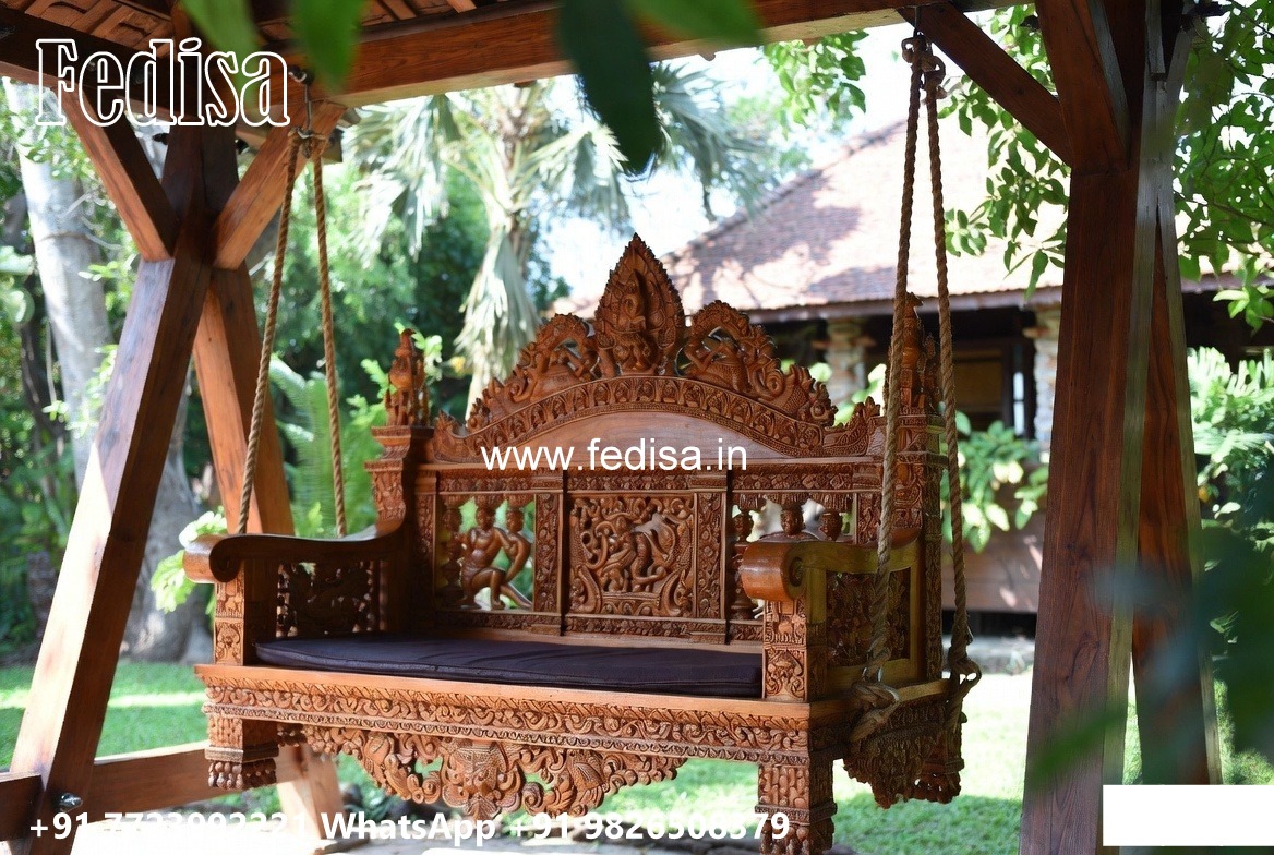 Elegant Wooden Swing Design with Brass Chain Decor No-1807