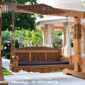 Solid Wood Swing Design with Artistic Hand Carving No-1811